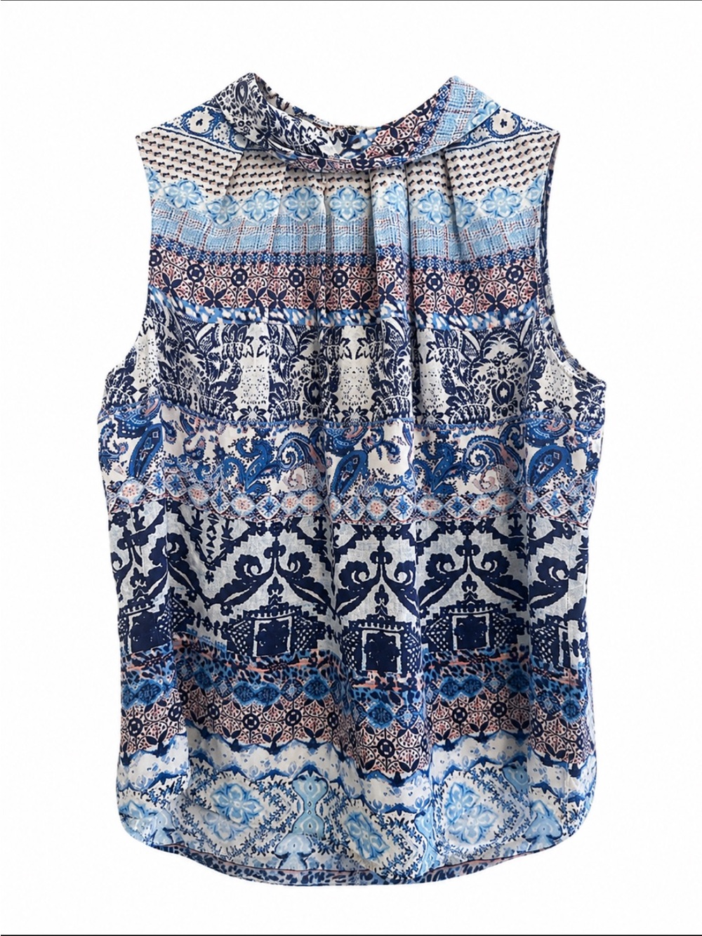 Antonio Melani Sleeveless Top Womens Medium 100% Silk Shirt Blue